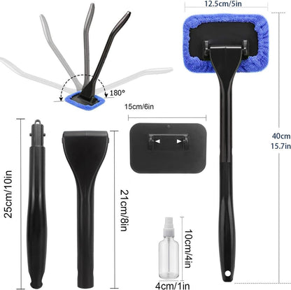 POPDA Car Windshield Cleaner Tool Detachable Handle 5 Pads 30ml Sprayer
