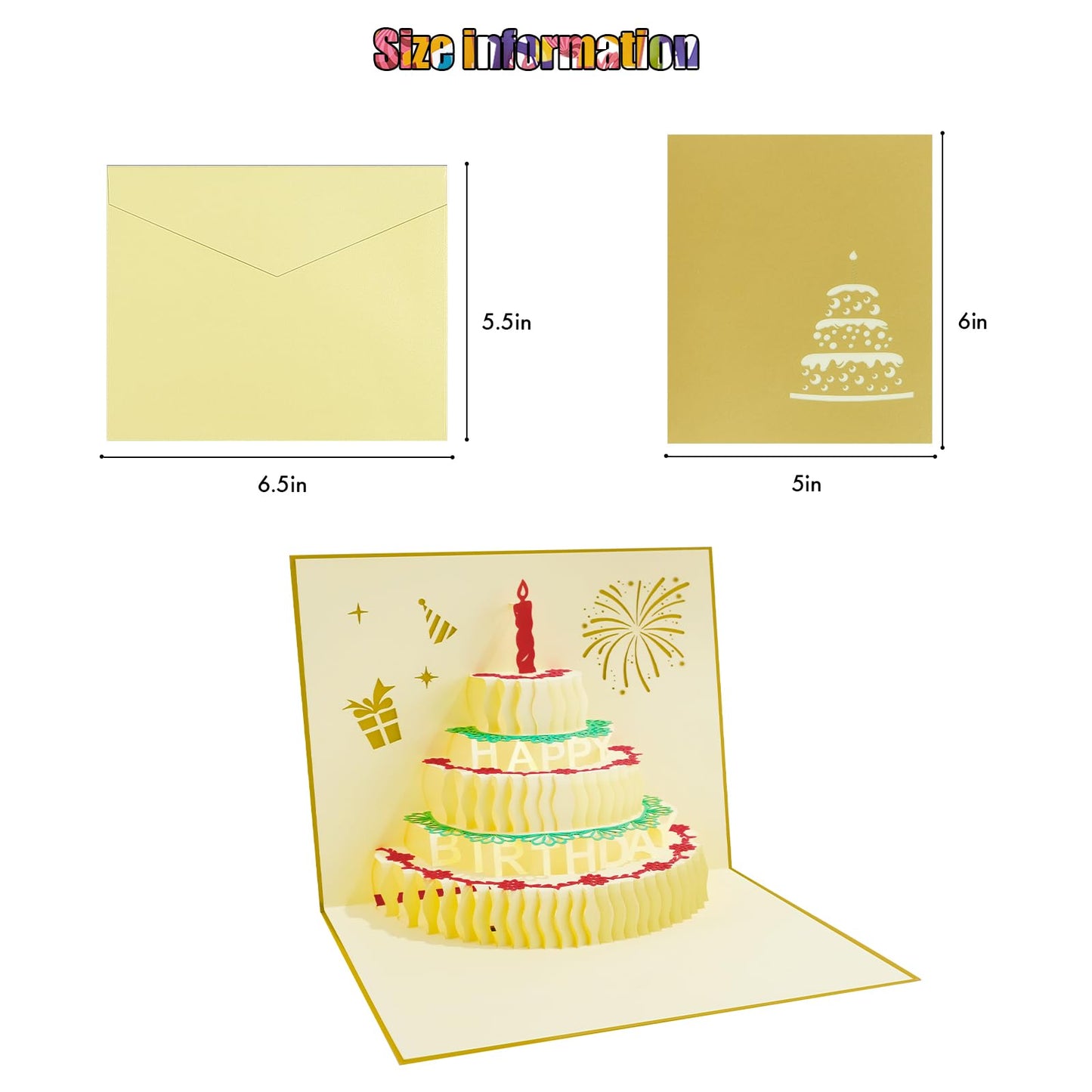 CANREVEL 3D PopUp LED Birthday Card Blowable Candle Music Black Gold