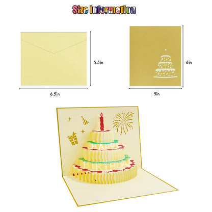 CANREVEL 3D PopUp LED Birthday Card Blowable Candle Music Black Gold