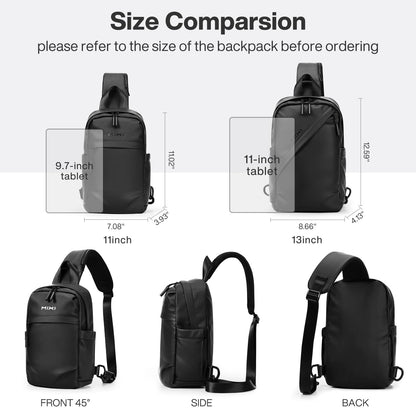 mixi EliteSeries Sling Bag Small Waterproof Crossbody Black 11-Inch