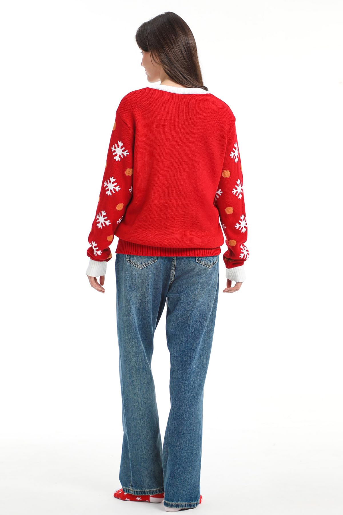 MGparty Women's Ugly Christmas Sweater Light Up Pullover Red Size M