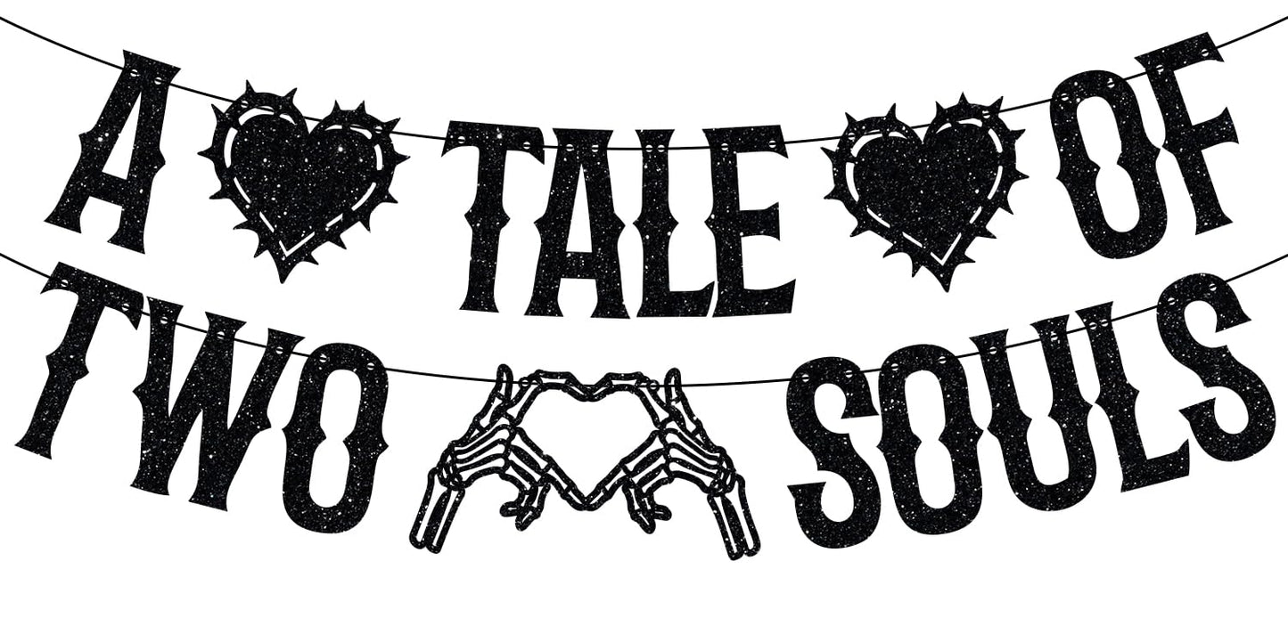 LOVELY BITON A Tale of Two Souls Halloween Wedding Banner Black Paper