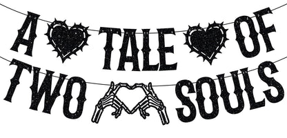 LOVELY BITON A Tale of Two Souls Halloween Wedding Banner Black Paper