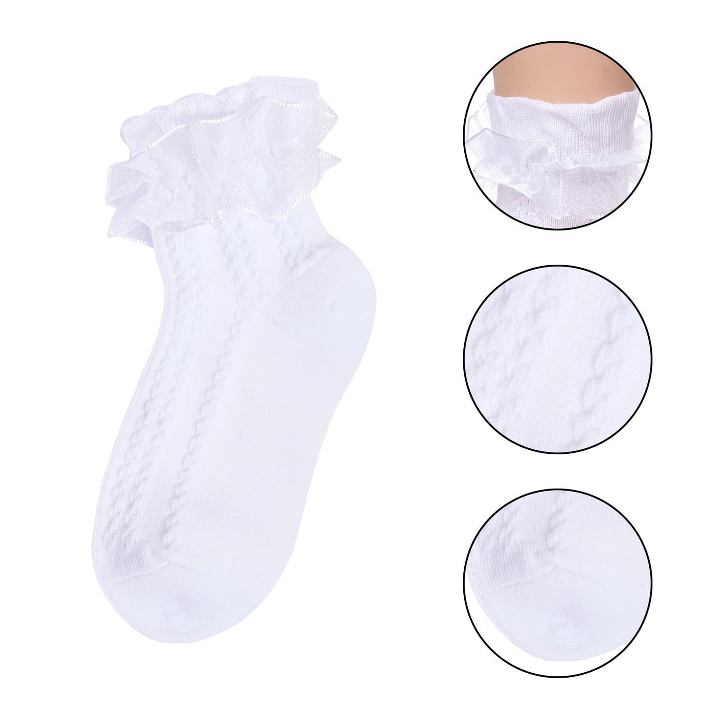 Rthjsfj Girls Cotton Lace Dress Socks White 1 Pack Size 4-6 Years