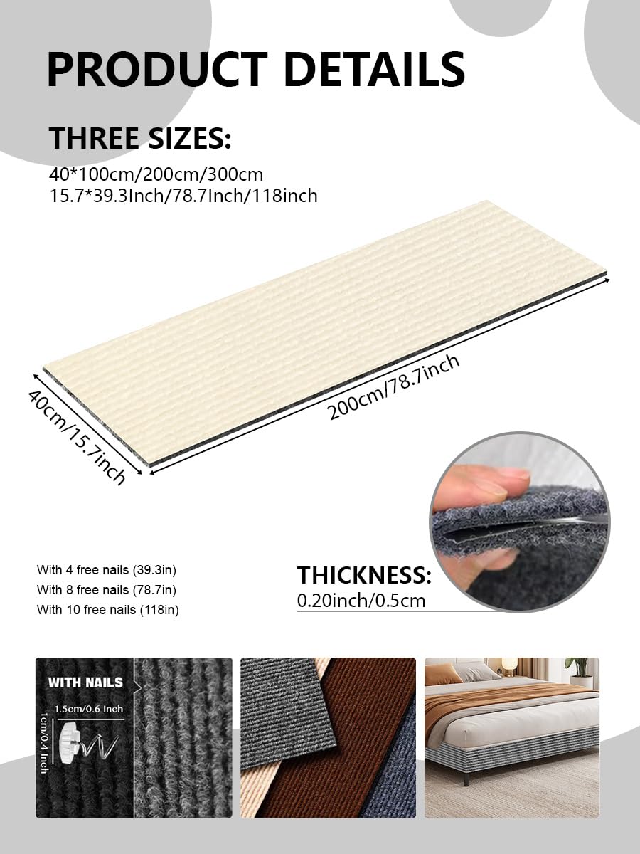 SEPAZON Anti Cat Scratch Couch Protector Adhesive Pad Offwhite 78.7x15.8In