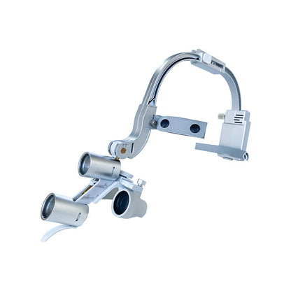 Head-mounted magnifying glass dental headlight