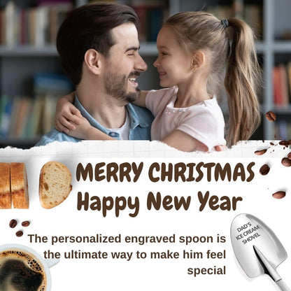 LLESCA Personalized Dad Ice Cream Shovel Stainless Steel Engraved Gift