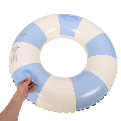 Garneck Inflatable Swimming Ring 32.3'' Retro Striped Blue PVC Adult Float