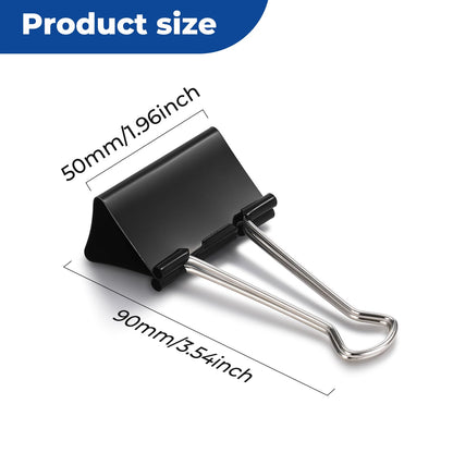 Eclirgan Large 1.9-Inch Heavy-Duty Black Binder Clips 48-Pack