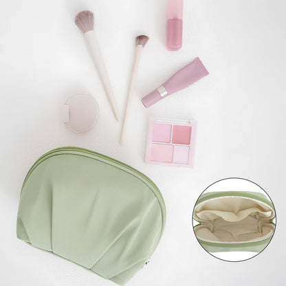 E-Tree Makeup Bag Half Moon Cosmetic Pouch Travel Toiletry Organizer Green