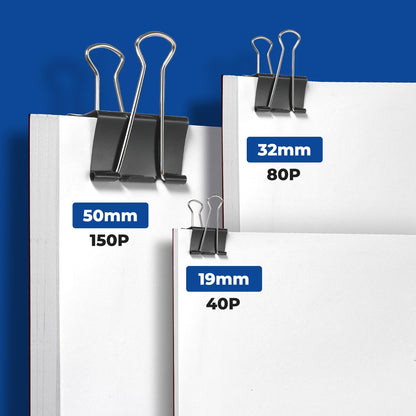 Eclirgan Large 1.9-Inch Heavy-Duty Black Binder Clips 48-Pack
