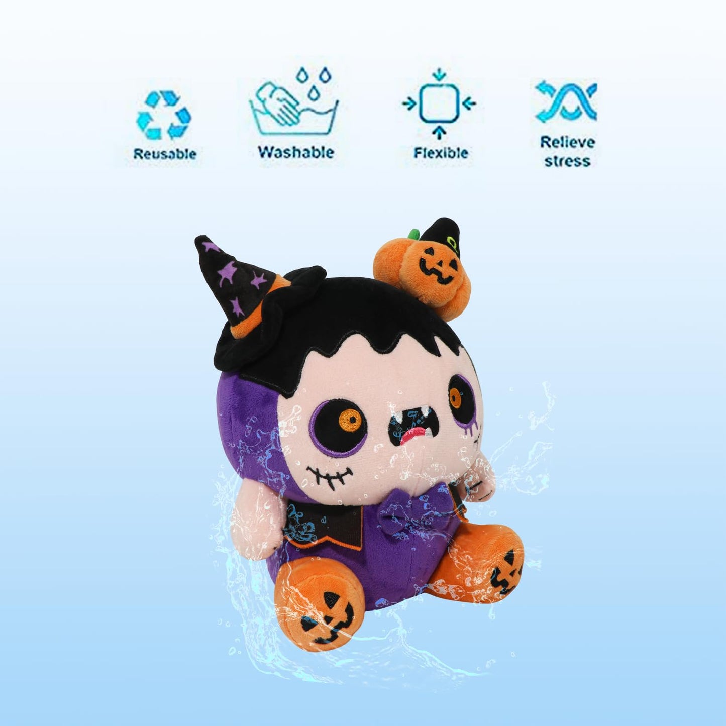 CAIYUEGG Halloween Monster Plush Purple Demon Witch Pumpkin 10 inch