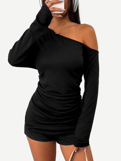 SOFIA'S CHOICE Women's Off Shoulder Long Sleeve Top Black Size S