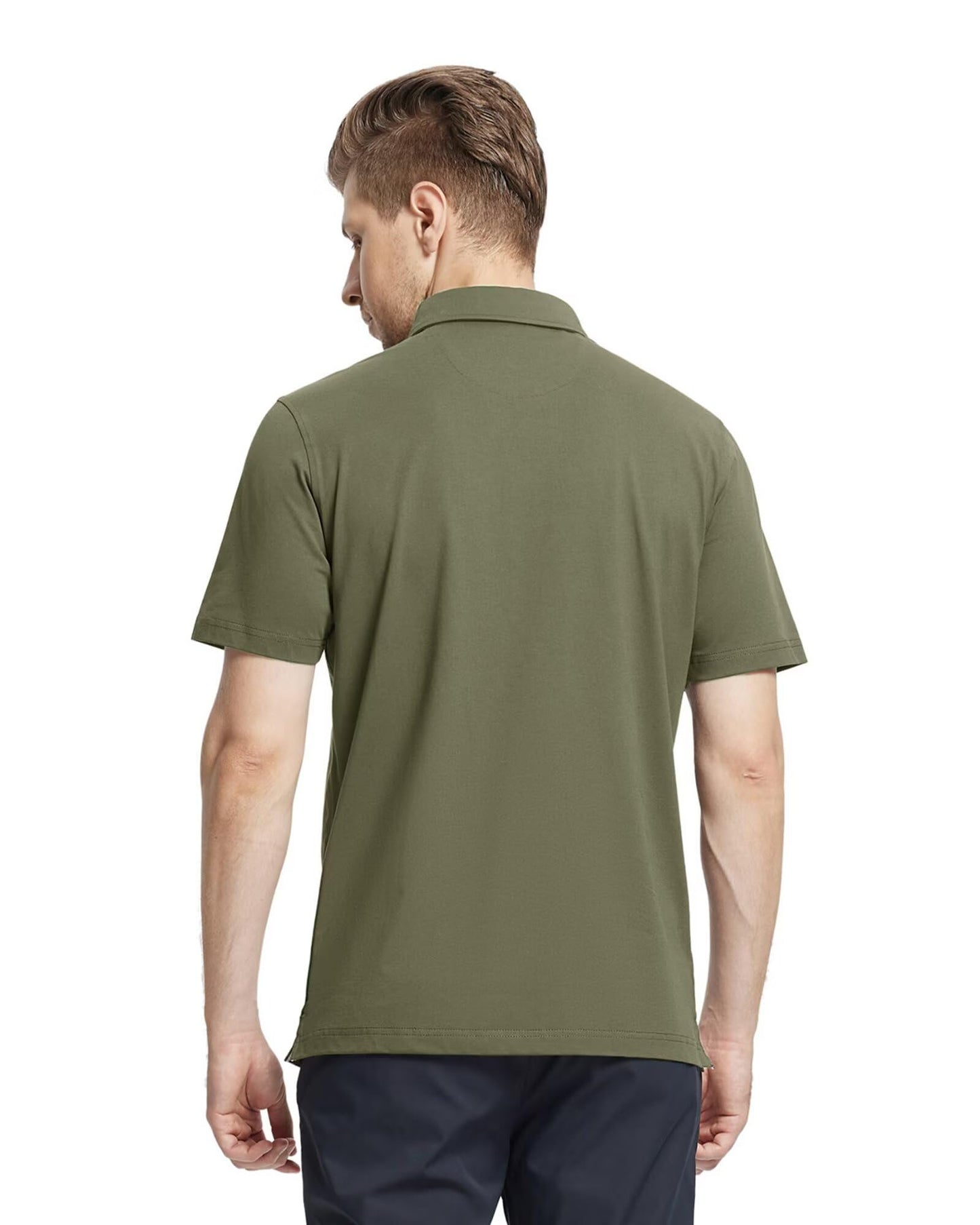 VEBOON Men's Short Sleeve Cotton Blend Polo Shirt Army Green Size XX-Large