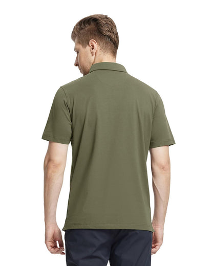 VEBOON Men's Short Sleeve Cotton Blend Polo Shirt Army Green Size XX-Large