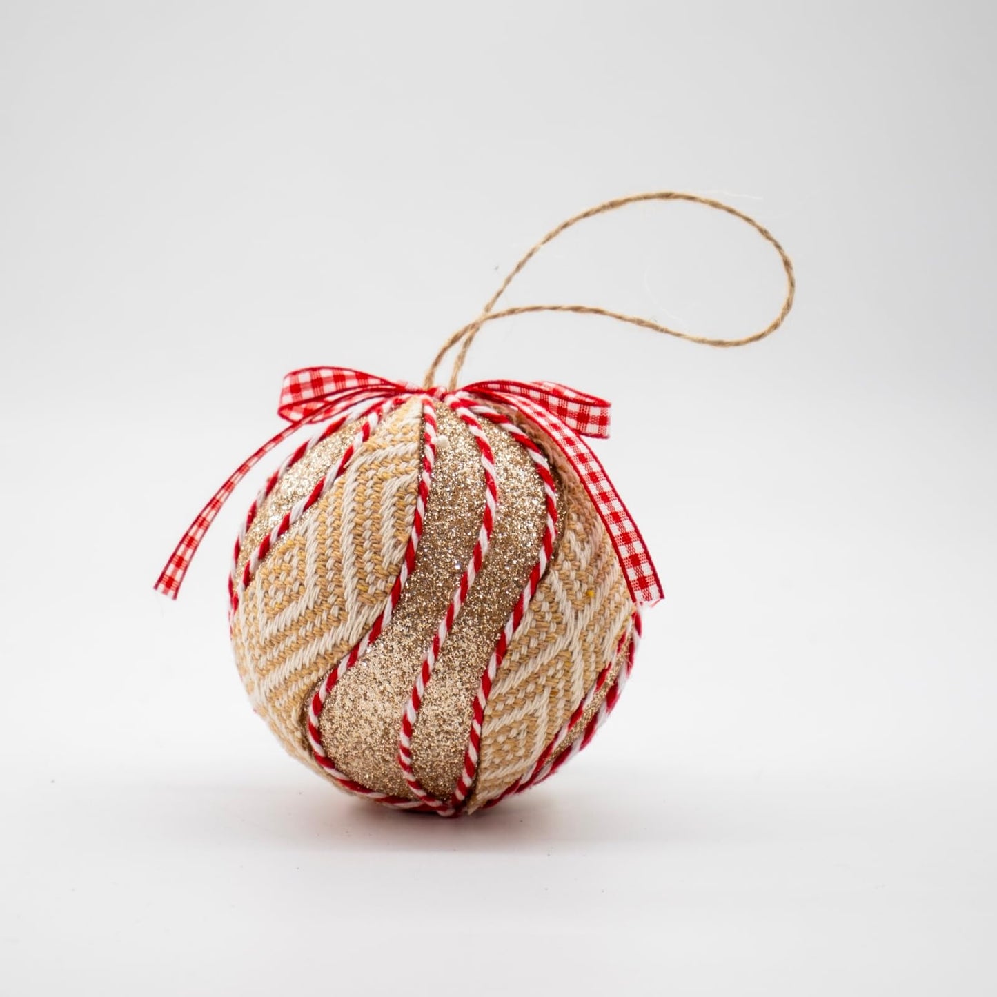 Juncox 12 Pcs Burlap Christmas Ball Ornaments 3.15in Rustic Natural Jute