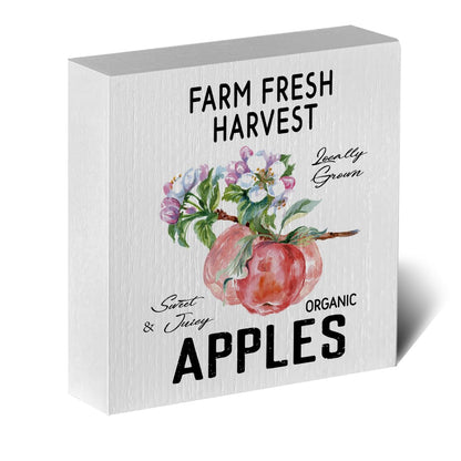 ENGVZ Apple Decor Wooden Box Sign Rustic Farmhouse Kitchen Bathroom 1x4x6in