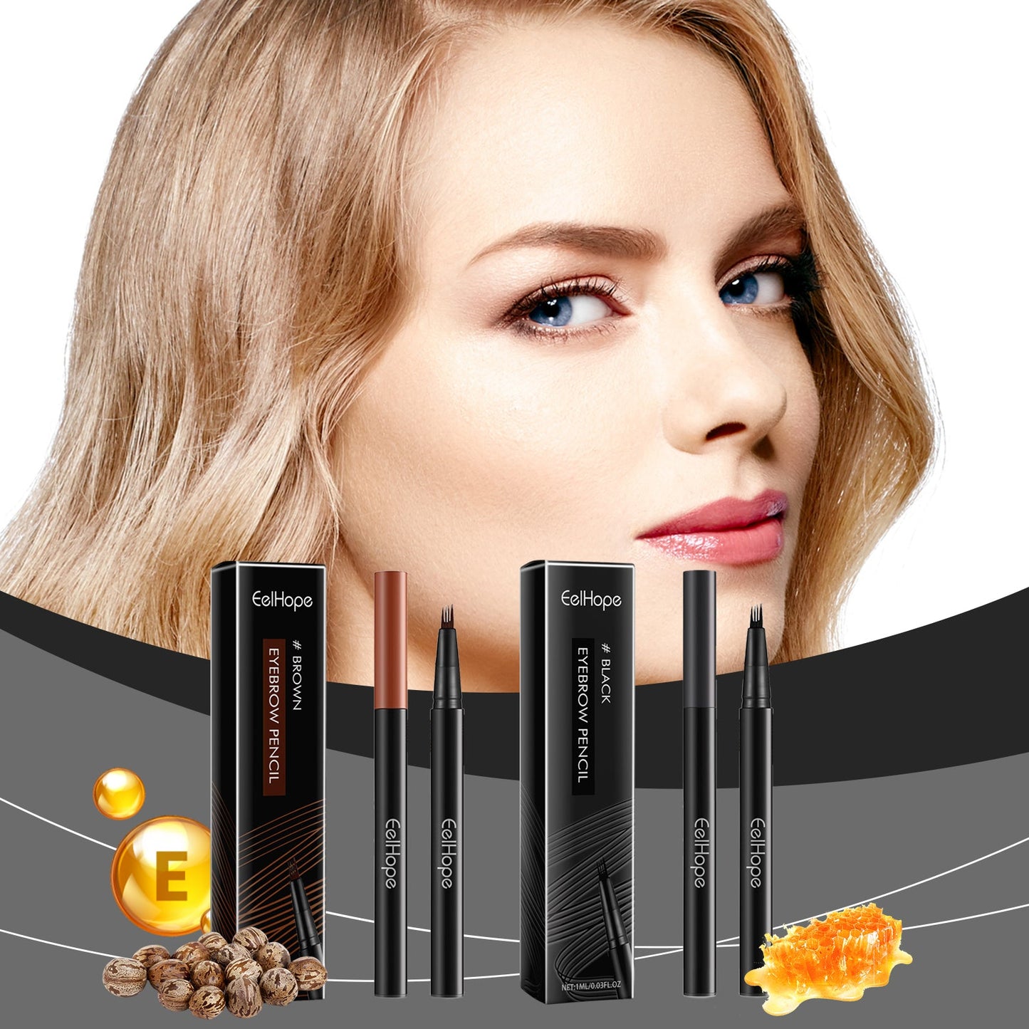 EELHOPE Four Claw Eyebrow Pencil Wild Eyebrow Embellishing Eyebrow shape delicate and easy to use non-smudging natural shaping eyebrow pencil