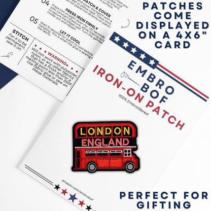 EMBRO BOF London Double-Decker Bus Patch 2.25in Iron On Embroidered