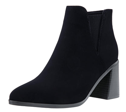 Vepose Women's Ankle Booties Pointed Toe Block Heel Blacknubuck Size 10