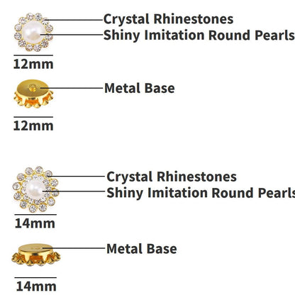 TKDUJH 100pcs Crystal Gem Sew On Rhinestone Pearl White 12mm 14mm Flower