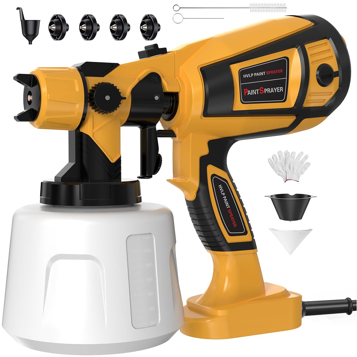 MirrorZone Paint Sprayer Tool 800W Electric Spray Gun Yellow for Furniture