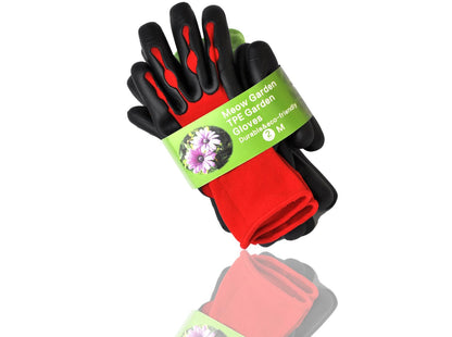 Meow Garden Thorn Proof Garden Gloves 2 Pairs Heavy Duty TPE Coated Green Red