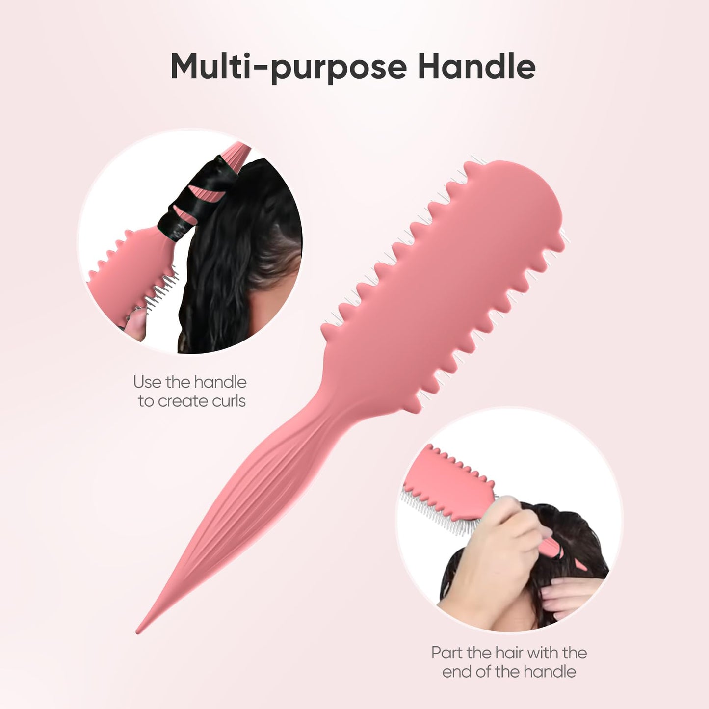 AM 8:00 Curly Hairbrush Curl Defining Voluming Styling Tool Pink