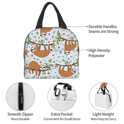 Giwawa Sloth Insulated Lunch Box 8 Capacity Blue Cartoon Animal Flower Trees