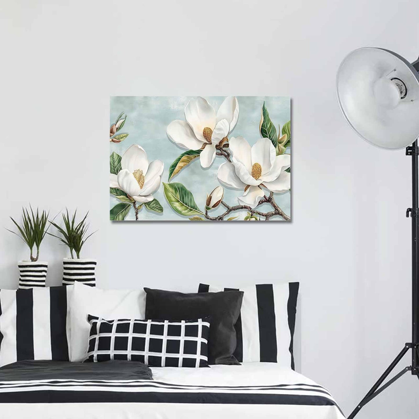 Prime Leader Vintage Framed Canvas Art White Magnolia Flower 12x18