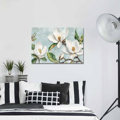 Prime Leader Vintage Framed Canvas Art White Magnolia Flower 12x18