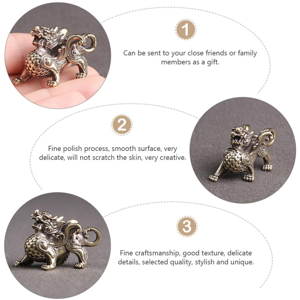 FAVOMOTO Retro Car Keychain Set 4Pcs Golden Brass Feng Shui Dragon Shape