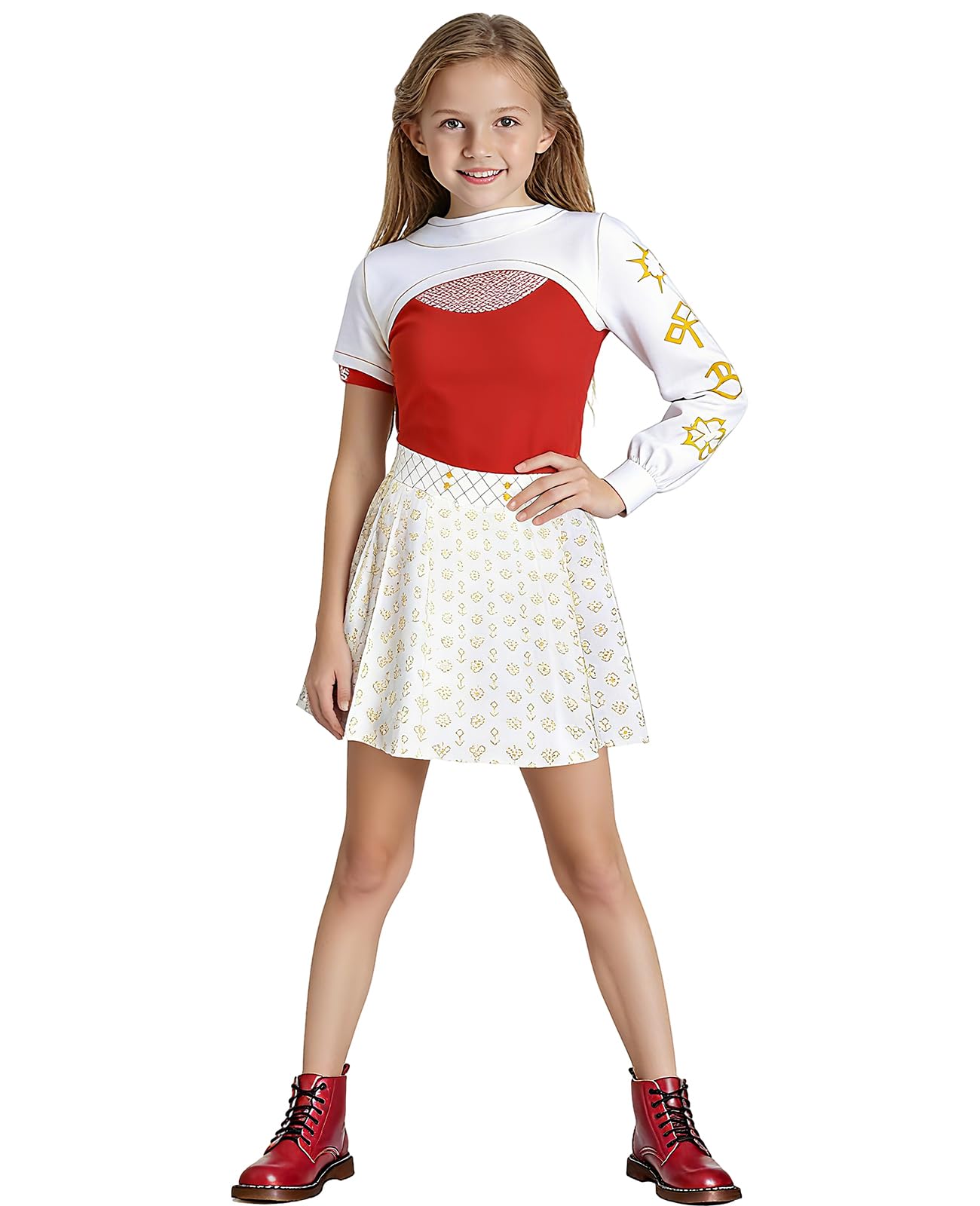 ACLGCSU Girls Zombie Cheerleader Costume 3PCS White Skirt Size 5-6 Years