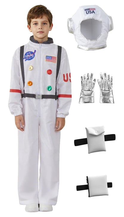 KIMI HOUSE Kids Astronaut Costume Space Suit Boys Girls White Size 7-9Y