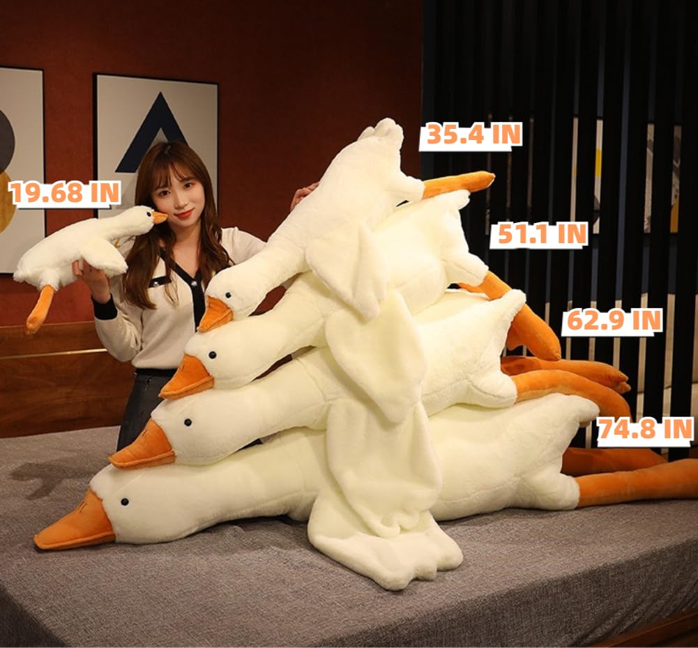 Srutirbo Giant Goose Stuffed Animal Plush Pillow White 37.5 Inch