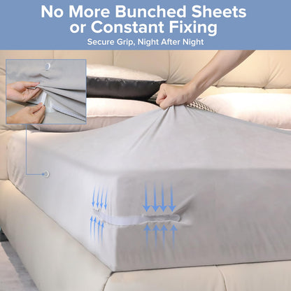 Moskiboly Upgraded Lock Bed Sheet Holders with Center Clips White Standard