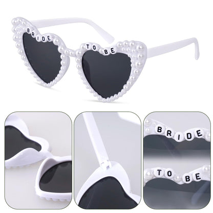 Rthjsfj White Heart Pearl Bride Sunglasses Women Wedding Bachelorette