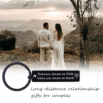 yaozeio Long Distance Relationship Keychain Gift for Couples Black Unisex