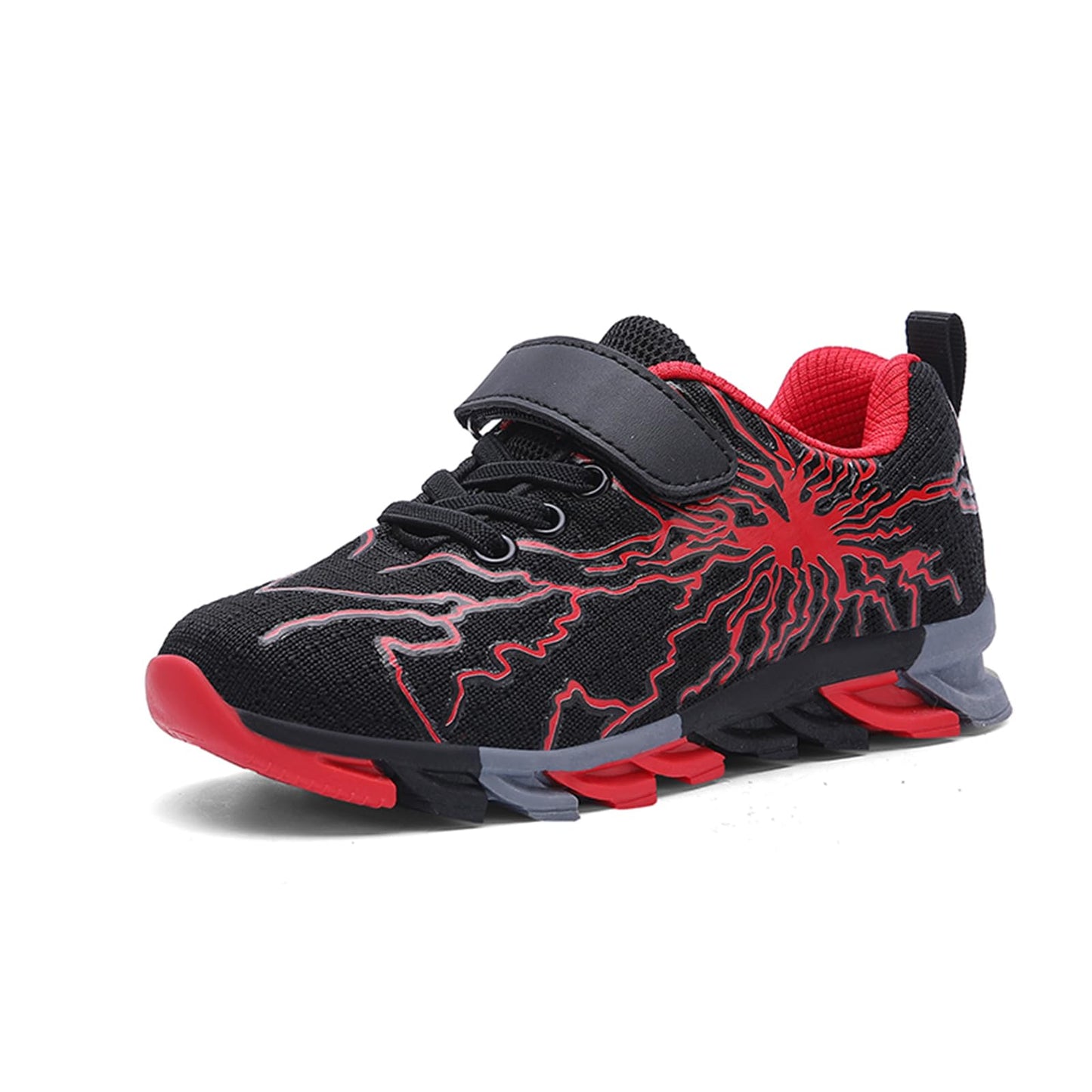 Sypsfwco Kids Running Sneakers Mesh Athletic Rubber Sole Black-Red Size 3.5 US