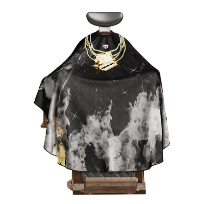 BM BARBER MOOD Professional Barber Cape Adjustable Neck Closure Gold Chain XL