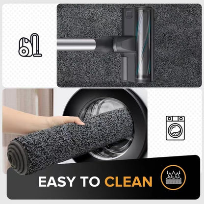 Mibao Front Door Mat Non-Slip Waterproof 35.5x59in Dark Grey TPR Backing