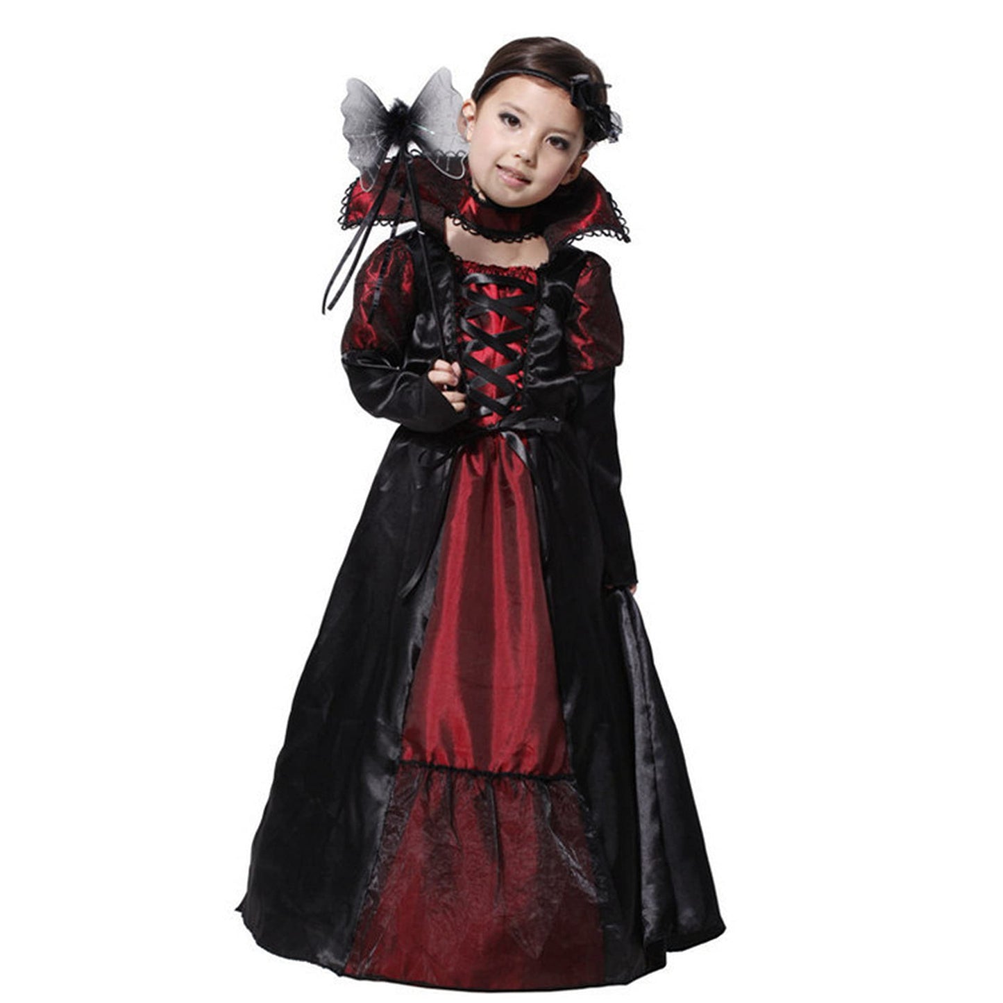 DNQCOS Girls Gothic Vampire Vampiress Dress Costume Black Size 4-6 Years