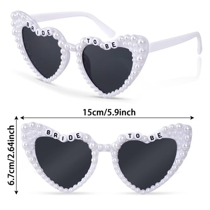 Rthjsfj White Heart Pearl Bride Sunglasses Women Wedding Bachelorette