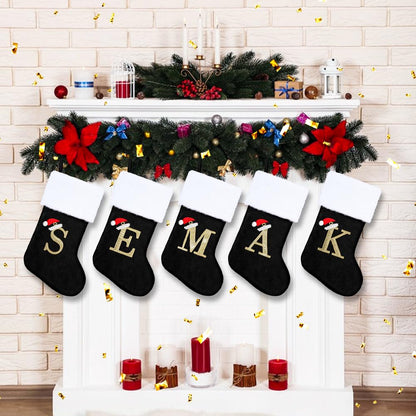 OLIKER 20in Monogram Christmas Stockings Red Velvet White Plush Cuffs Size M