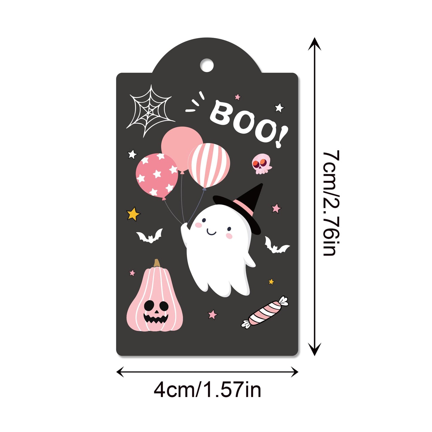 MOZUI Halloween Thank You Tags 60pcs Pink Black Ghost Pumpkin Kraft Paper