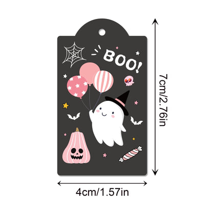 MOZUI Halloween Thank You Tags 60pcs Pink Black Ghost Pumpkin Kraft Paper