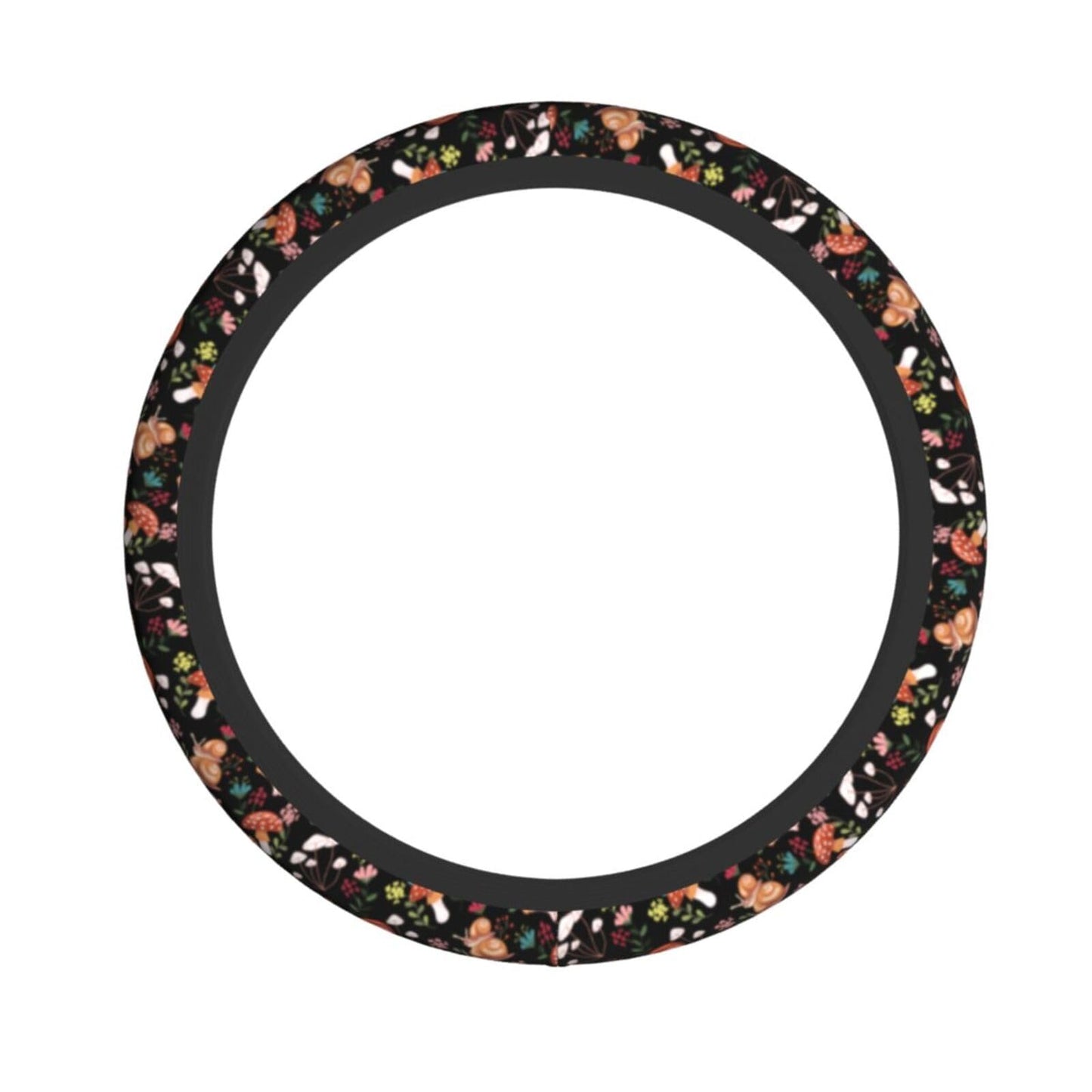 MINIOZE Mushroom Vintage Steering Wheel Cover 15 Inch Neoprene Black 1pc