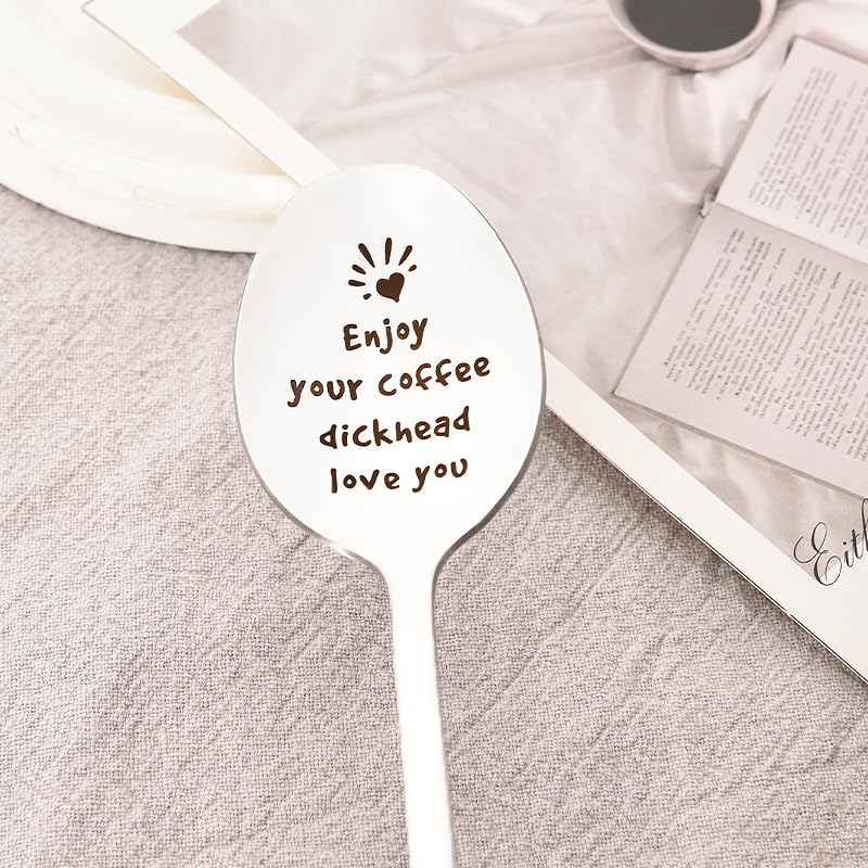 MXXGMYJ Funny Coffee Spoon I Love You Gift Silver for Men Couples Xmas