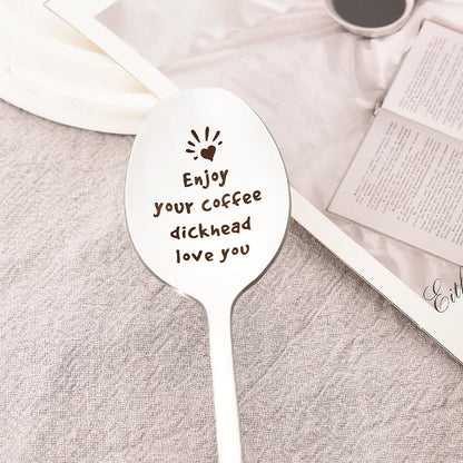 MXXGMYJ Funny Coffee Spoon I Love You Gift Silver for Men Couples Xmas
