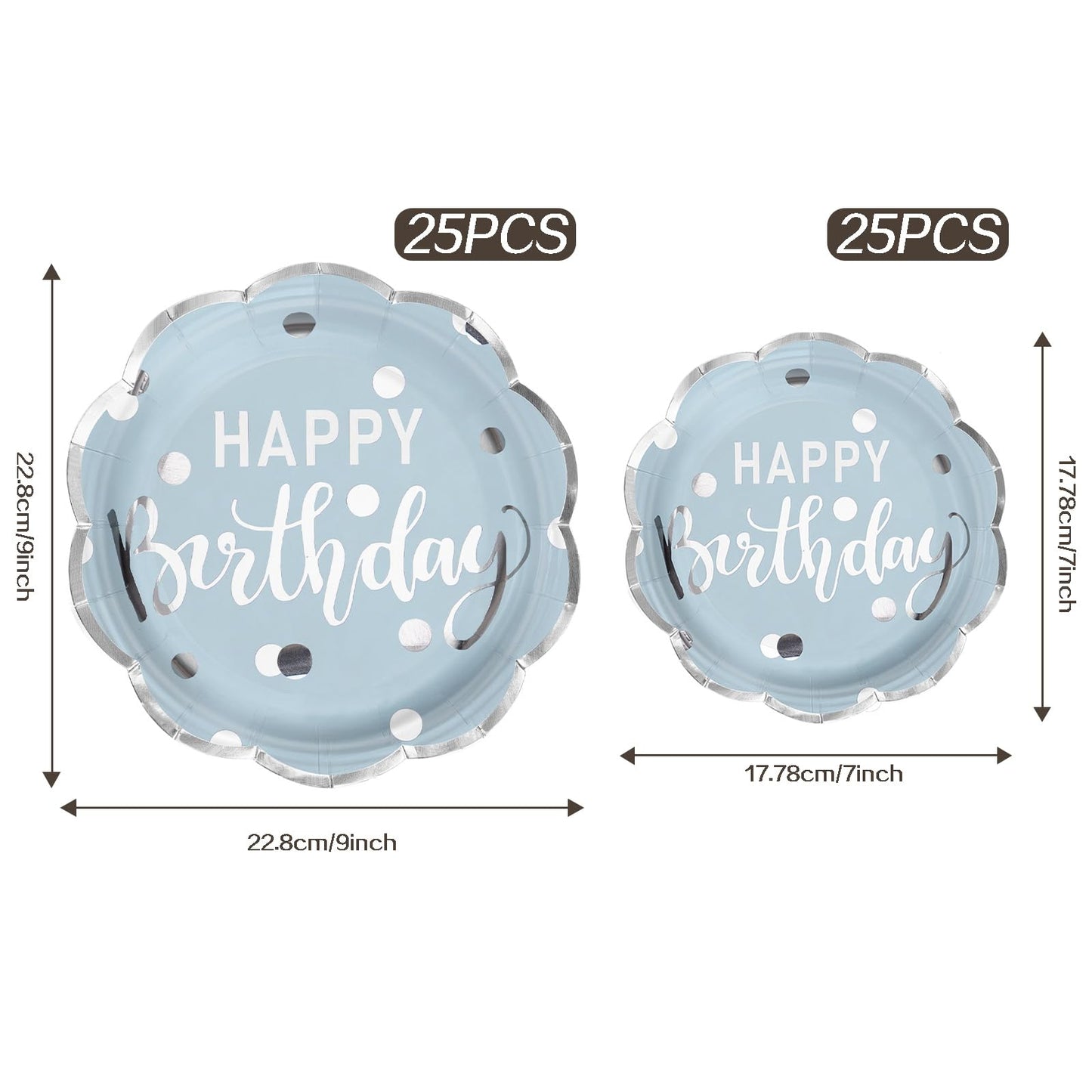 LeZakaa Birthday Paper Plates Set 50pcs 7 & 9 Inch Happy Birthday Balloon